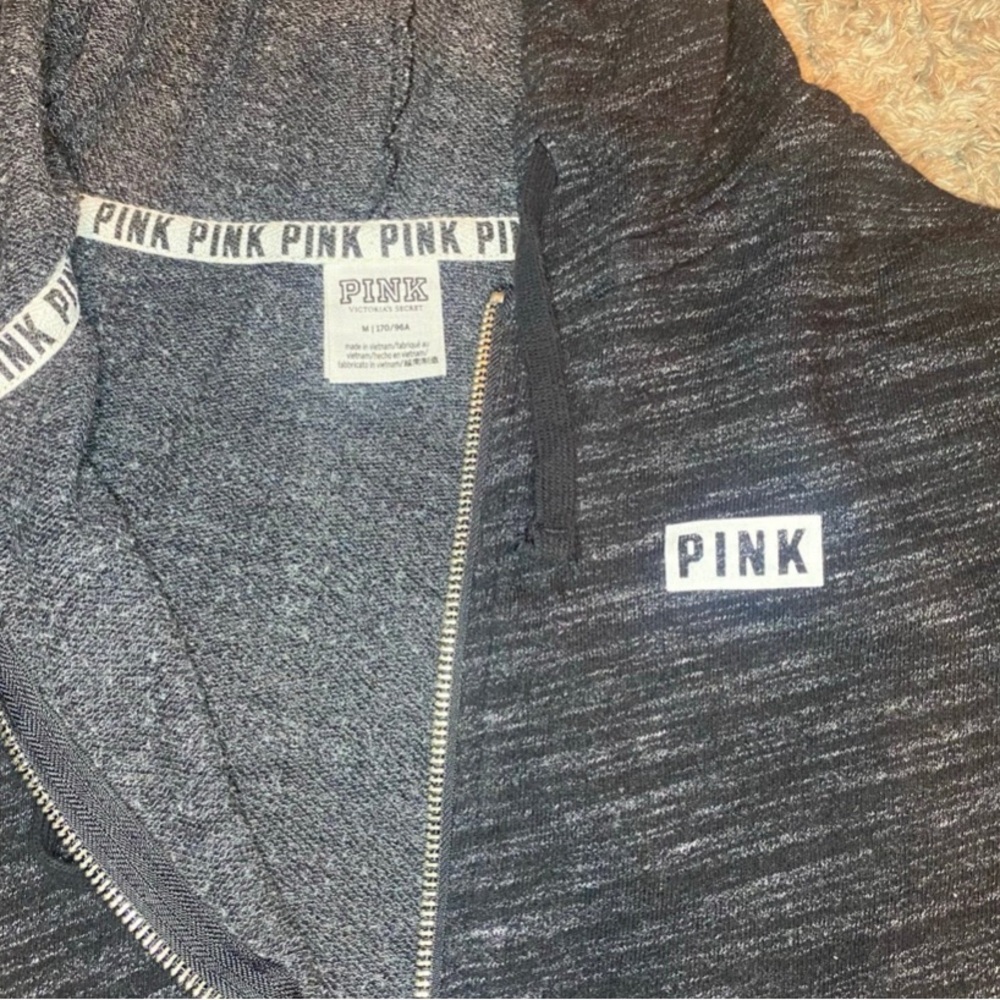 PINK Gray Zip-Up Hoodie